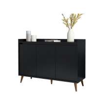 Buffet Aparador Retrô Delux 3 Portas Preto - MoveisAqui