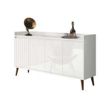 Buffet Aparador Retrô Delux 4 Portas Branco Gloss - MoveisAqui