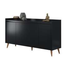 Buffet Aparador Retrô Delux 4 Portas Preto - MoveisAqui