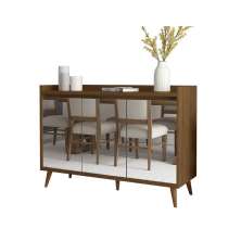 Buffet Aparador Retrô com Espelho Delux 3 Portas Malbec - MoveisAqui