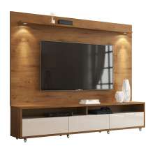 Rack com Painel Aspen 1.8 Madeiro Canela com Off White - MoveisAqui