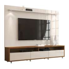 Rack com Painel Aspen 1.8 Off White com Madeiro Canela - MoveisAqui