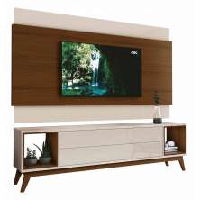 Rack com Painel Delux 2.2 Off White com Natural - MoveisAqui