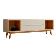 Rack para TV Delux 1.8 Off White com Nature - MoveisAqui