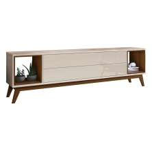 Rack para TV Delux 2.2 Off White com Natural - MoveisAqui