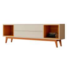 Rack para TV Horizon 1.8 Off White com Nature - MoveisAqui