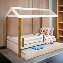 Cama Casa Elisa Branca Solteiro com Aux, e 02 Colchões
