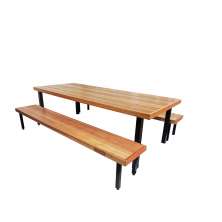 Jogo Mesa E 2 Bancos Industrial Dallas 2,20m Ferragem Preta