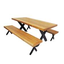 Jogo Mesa E 2 Bancos Industrial Texas 1,60m Ferragem Preta