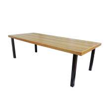 Mesa Industrial Dallas Madeira Maciça 2,50m Ferragem Preta