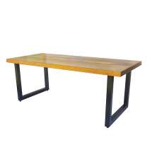 Mesa Industrial Detroit Madeira Maciça 1,20m Ferragem Preta