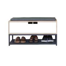 Banco sapateira com porta estilo industrial Comfy Carvalho com branco 84cm