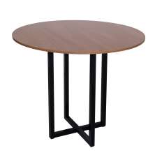 Mesa de Jantar Miró Redonda 90cm Freijó Estilo Industrial para 4 Lugares