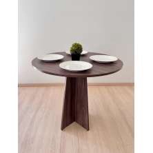 Mesa de jantar redonda Sanka 90cm Madeira Marrom 4 lugares mdf