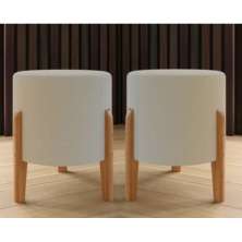 Kit Puff Banqueta Domus Decorativo Luxo Cor Bege