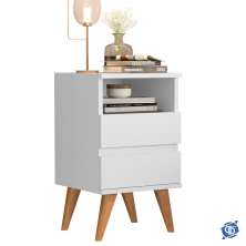 Mesa De Cabeceira Pop Retrô Pés Palito Branco