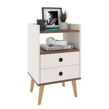 Mesa de Cabeceira Dream 2 Gavetas Off White / Freijó - Lojas Movex
