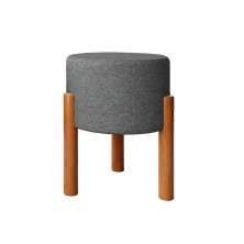 Puff Banqueta Redondo Thor Decorativo Quarto Sala Luxo Cinza