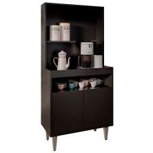 Armário de Cozinha 2 Portas Cantinho do Café 70cm Bella M24 Preto - Mpozenato