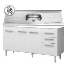 Balcão Gabinete Lis e Pia Inox 150cm 4 Portas L03 Lis - Mpozenato