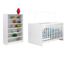 Berço Quarto Bebê Mini Cama Certificado pelo Inmetro Doce Sonho e Armário Multiuso Bell Q02 Branco - Mpozenato