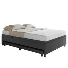 Bicama Casal Box com Baú 138x188cm Samy S05 Sintético Preto - Mpozenato