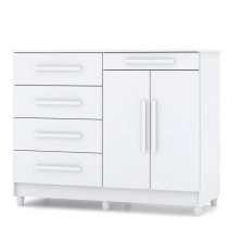 Cômoda para Quarto com Sapateira 2 Portas 4 Gavetas Lírio V02 Branco - Mpozenato