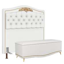 Cabeceira Cama Box Casal 140cm Com Calçadeira Baú Imperial J02 Sintético Branco - Mpozenato