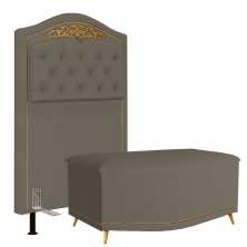 Cabeceira Cama Box Solteiro 90cm Com Calçadeira Baú Imperial J02 Sintético Areia - Mpozenato