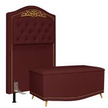 Cabeceira Cama Box Solteiro 90cm Com Calçadeira Baú Imperial J02 Veludo Vinho - Mpozenato