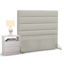 Cabeceira Cama Box Solteiro 90cm Greta Corano Bege e 1 Mesa de Cabeceira Flex DM1 Branco - Mpozenato