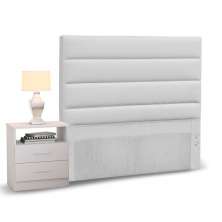 Cabeceira Cama Box Solteiro 90cm Greta Corano Branco e 1 Mesa de Cabeceira Flex DM1 Branco - Mpozenato