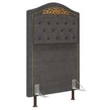 Cabeceira Cama Box Solteiro 90cm com Tachas Imperial J02 Linho Grafite - Mpozenato