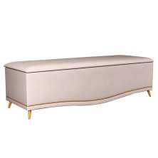 Calçadeira Baú Casal Queen 160cm com Tachas Imperial Veludo J02 Bege - Mpozenato