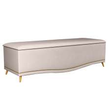 Calçadeira Baú King 195cm com Tachas Imperial Veludo J02 Bege - Mpozenato