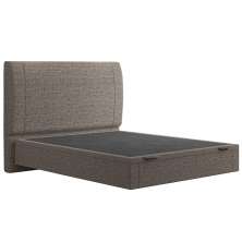 Cama Casal Flutuante Baú Cabeceira 140cm Fly S05 Linho Marrom - Mpozenato