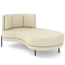 Chaise Longue Divã 163cm Braço Esquerdo Logus D06 Linho Creme - Mpozenato