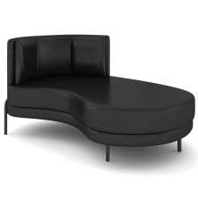Chaise Longue Divã 164cm Braço Esquerdo Logus D06 Sintético Preto - Mpozenato