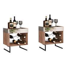 Conjunto 2 Adegas Espelhadas 6 Garrafas com Pés Metálicos Estilo Industrial Loft D09 Demolição/Preto - Mpozenato