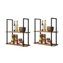 Conjunto 2 Prateleiras Decorativas Multifuncional Estilo Industrial Loft D09 Demolição/Preto - Mpozenato
