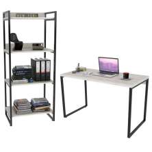 Conjunto Escritório Estilo Industrial Mesa 120cm e Estante 60cm 4 Prateleiras Prisma C08 Snow - Mpozenato