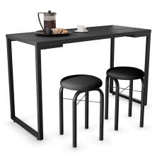 Conjunto Mesa de Cozinha Prattica Industrial 120cm com 2 Banquetas F02 Preto - Mpozenato