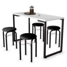 Conjunto Mesa de Cozinha Prattica Industrial 120cm com 4 Banquetas F02 Branco/Preto - Mpozenato
