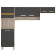 Cozinha Modulada Compacta 3 Peças Dama D02 Avena/Grafito - Mpozenato