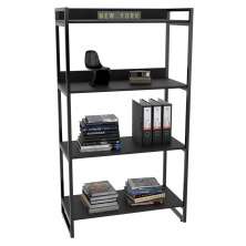 Estante Livreiro Multiuso Prisma Estilo Industrial 80cm 4 Prateleiras C08 Preto Onix - Mpozenato