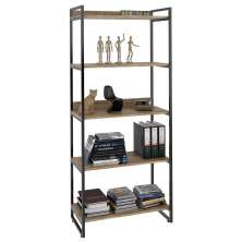 Estante Livreiro Multiuso Prisma Estilo Industrial 80cm 5 Prateleiras C08 Carvalho - Mpozenato