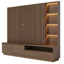 Estante Painel para TV 82 Pol 240cm com LED Hawai C05 Amêndoa - Mpozenato