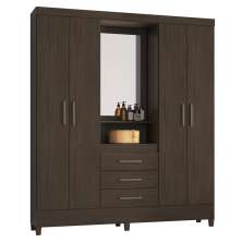 Guarda Roupa Capelinha 4 Portas 3 Gavetas Persia D02 Ebano Touch - Mpozenato