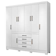 Guarda Roupa Casal 8 Portas 4 Gavetas New Realce D02 Branco - Mpozenato