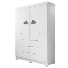 Guarda Roupa Infantil 4 Portas 3 Gavetas Amora P04 Branco - Mpozenato